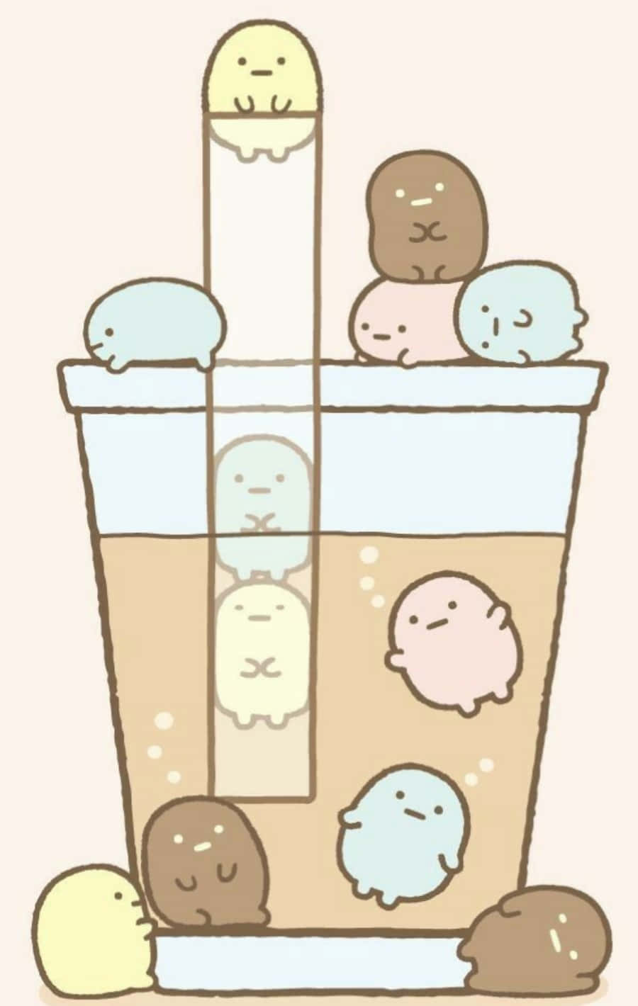 En sød Kawaii illustration fyldt med liv og nuttede figurer Wallpapers