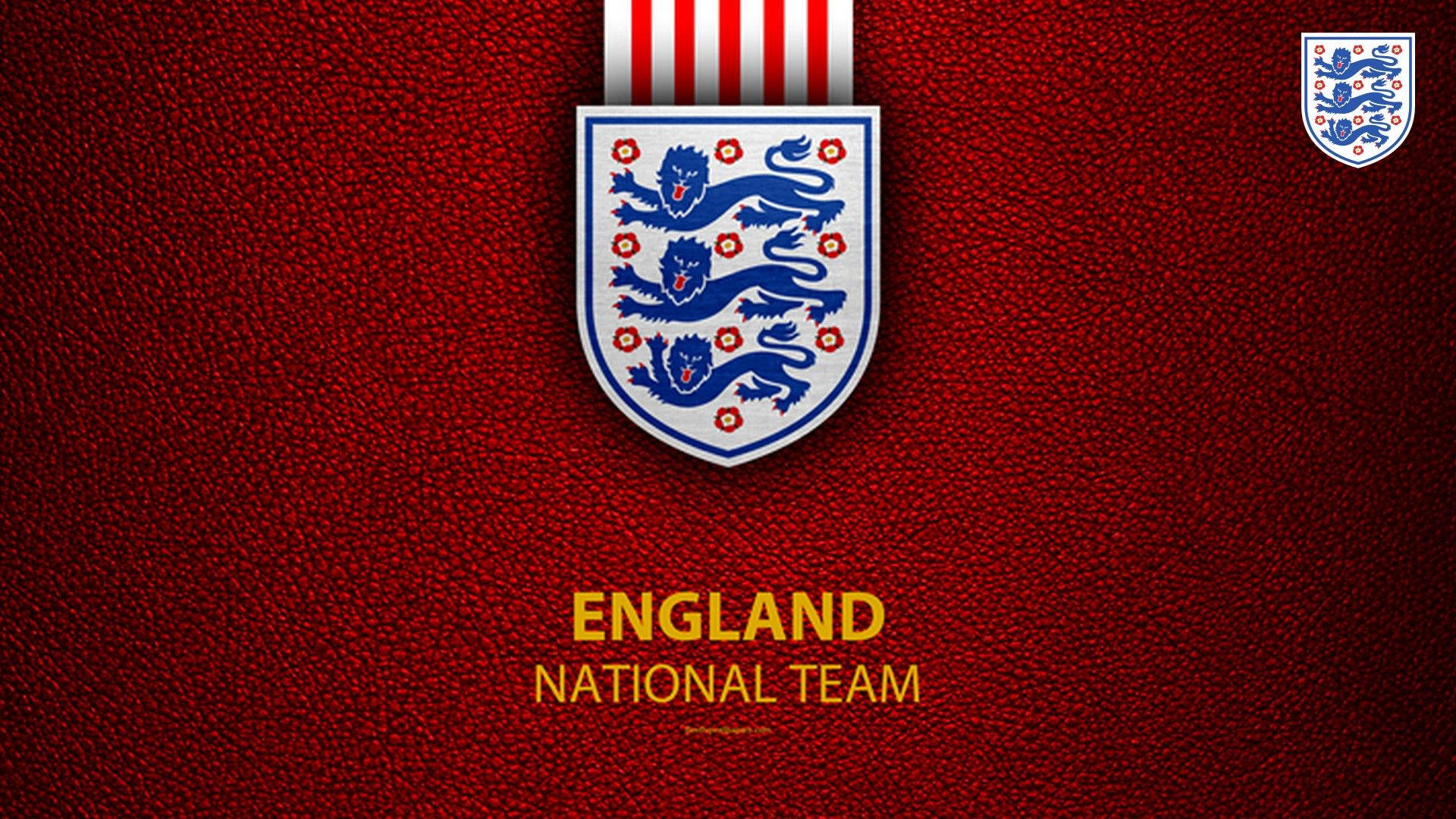 Englands fodboldlandsholds emblem på mørkerød flagbaggrund Wallpapers