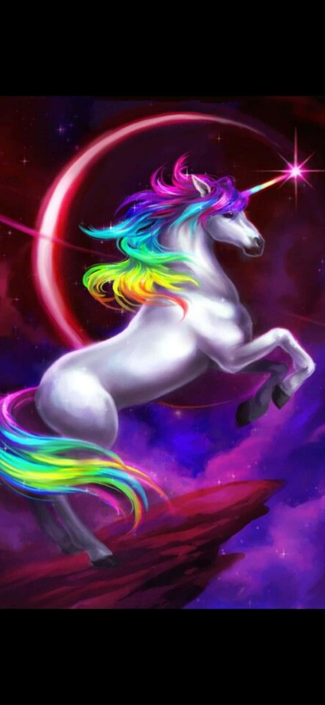 Enhjørning med farverig man og horn baggrund Wallpapers