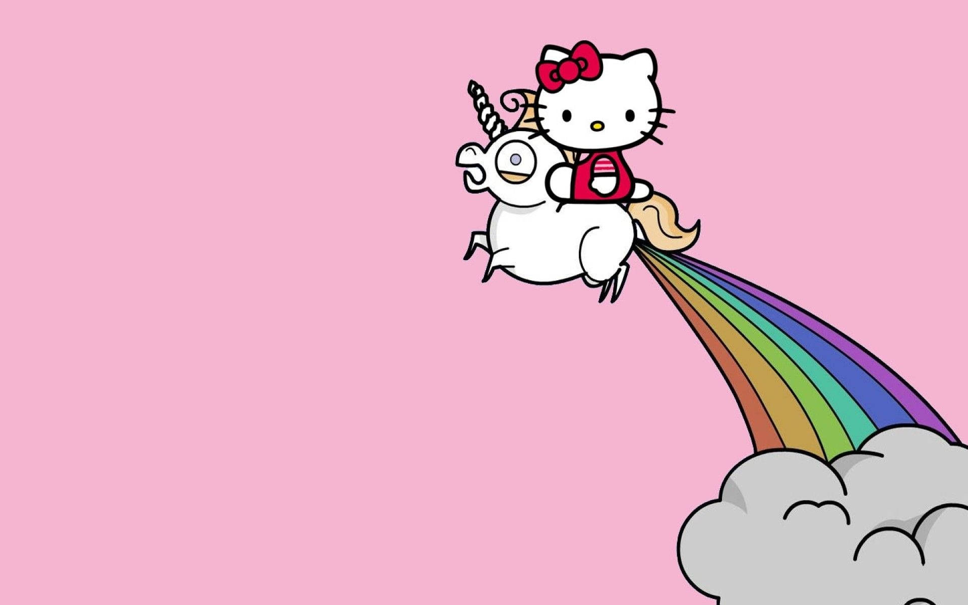 Enhjørning med Hello Kitty æstetik Wallpapers