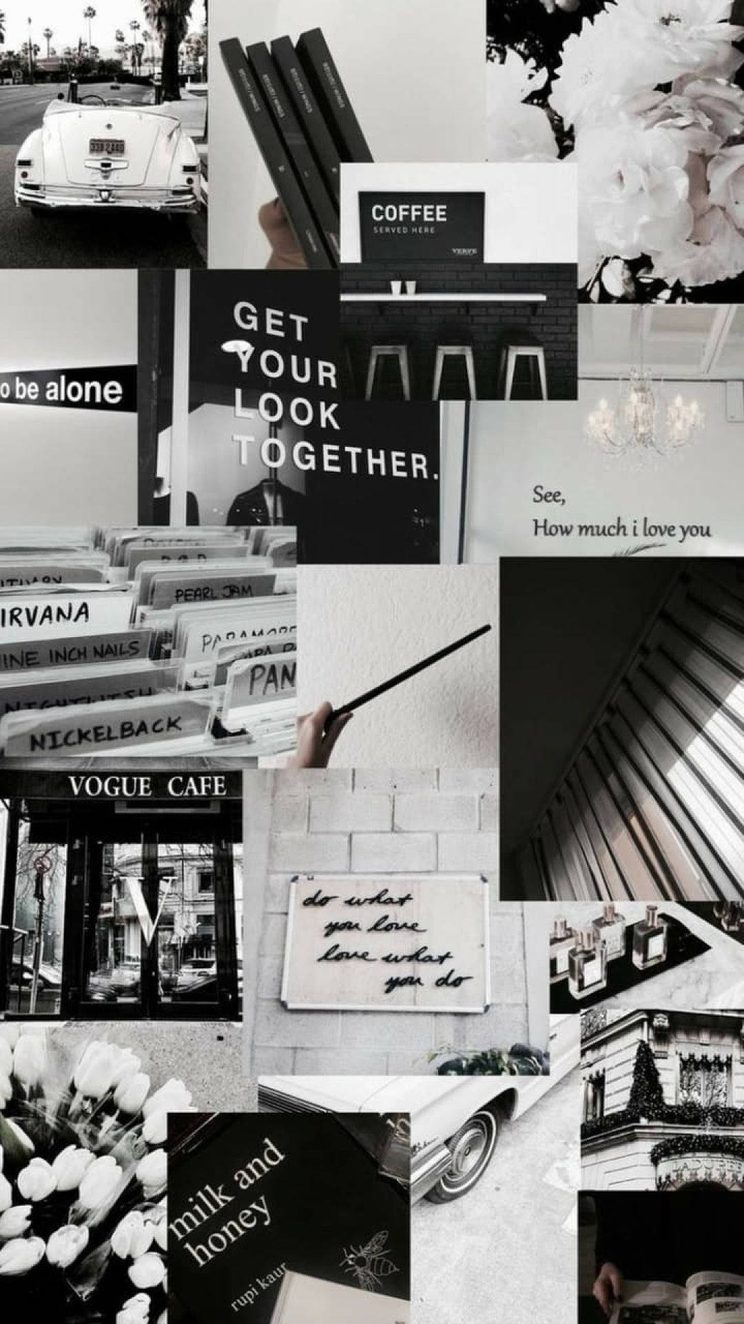 Enkel monokromatisk e-girl æstetisk collage Wallpapers