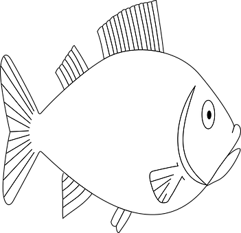 Enkel sort-hvid fiskeillustration Wallpapers