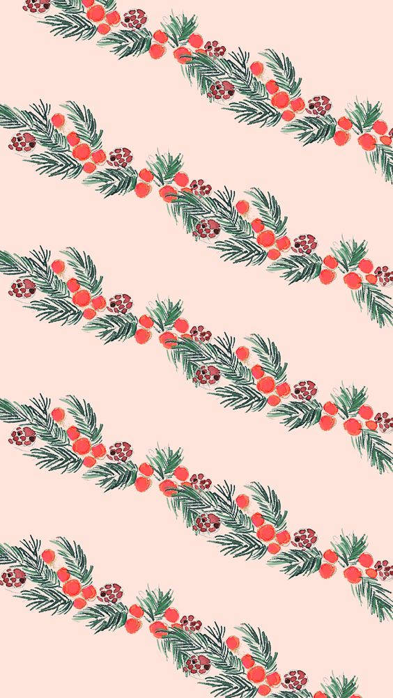 Enkelt juleguirlande mønster med bær Wallpapers