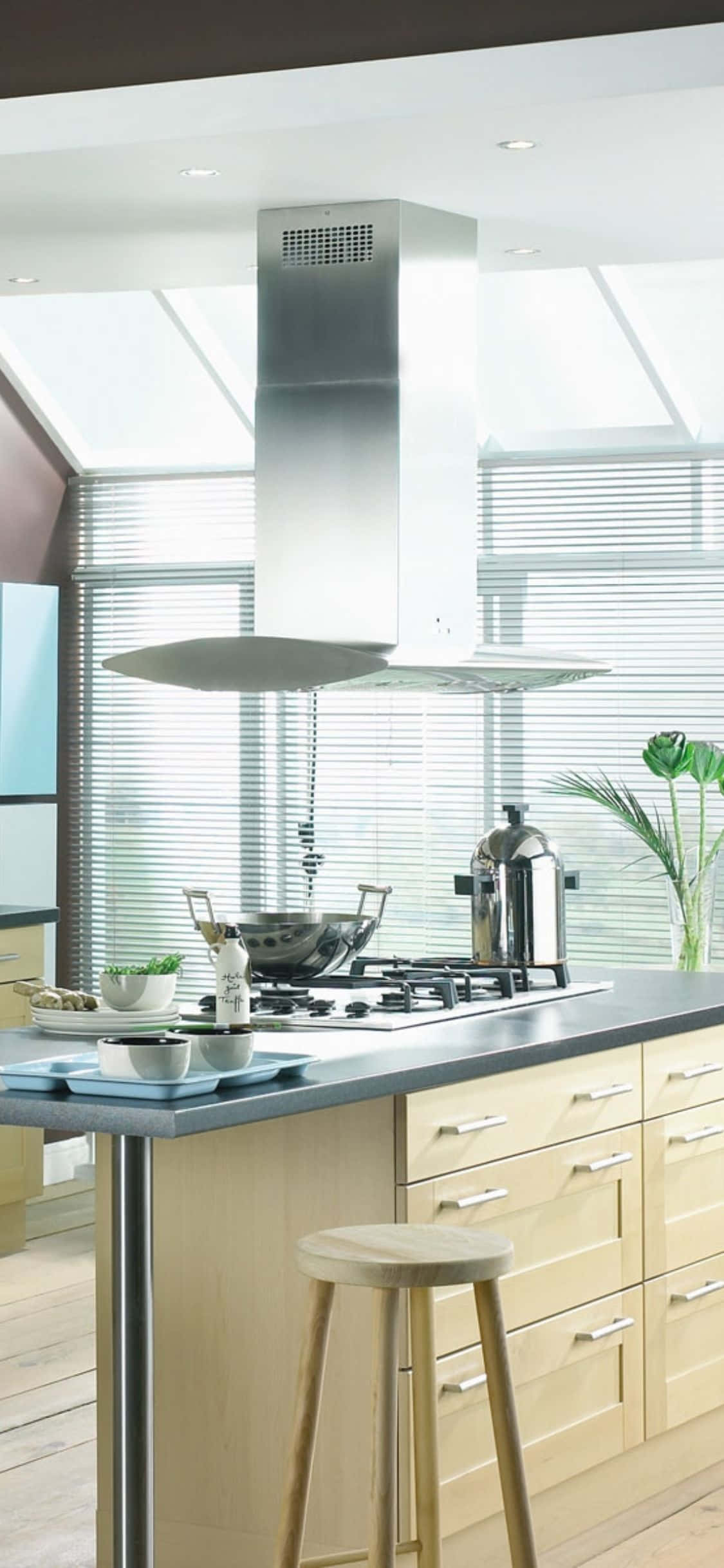 Enkelt madlavningsrum iPhone XS køkkenbaggrund Wallpapers