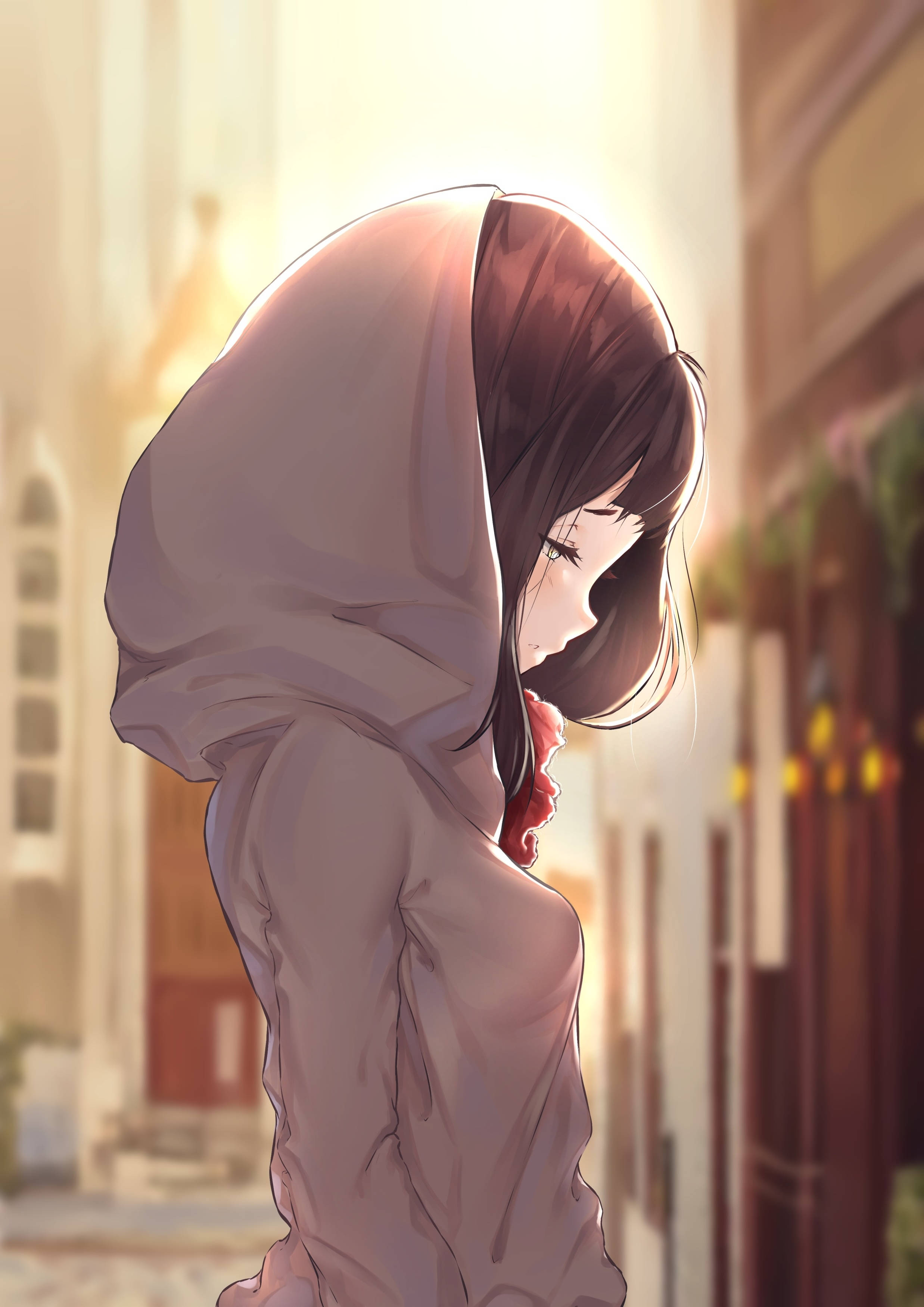 Ensom Animepige Hoodie Wallpapers