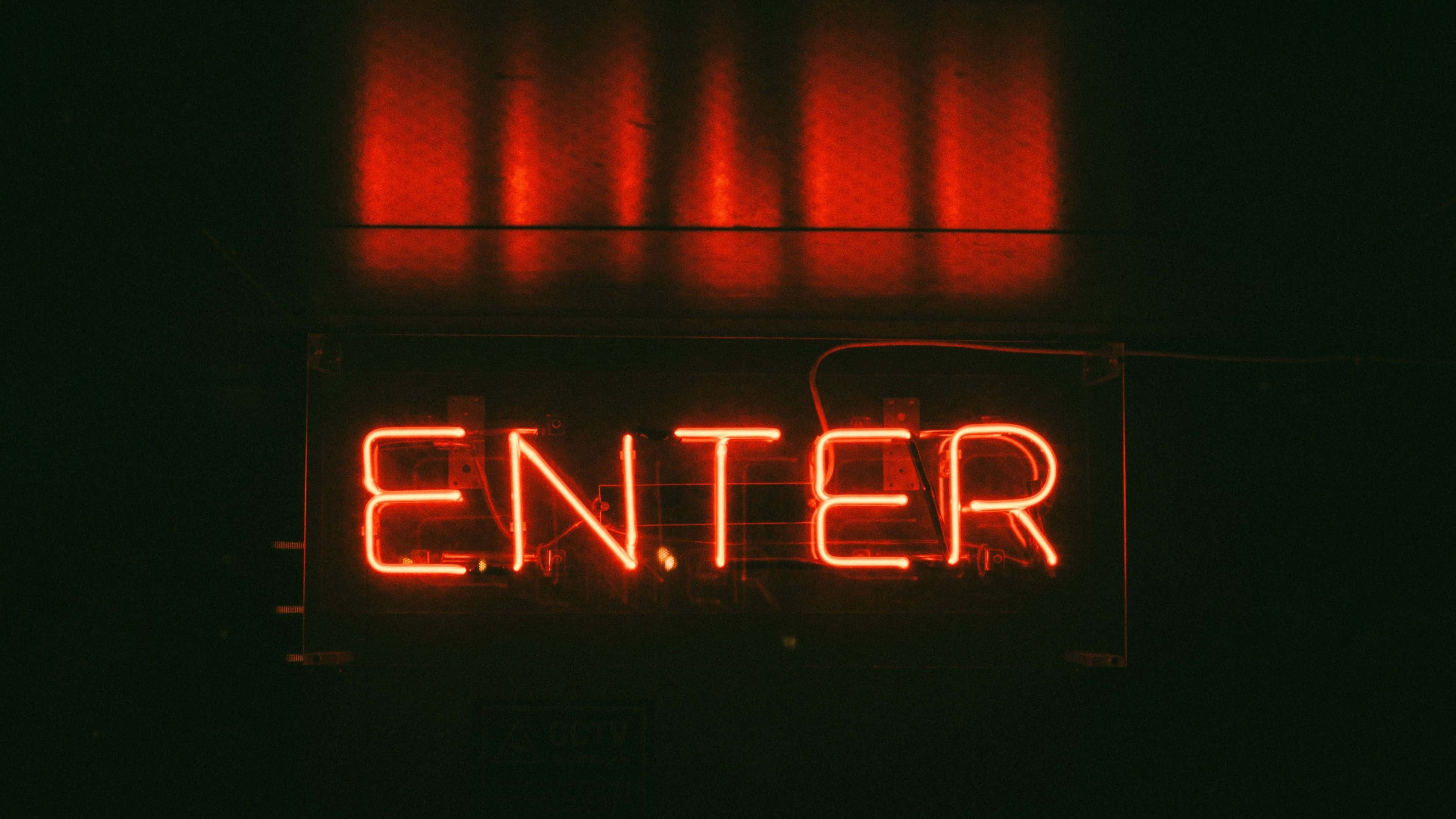 "Enter" i neonlys rød æstetik Wallpapers