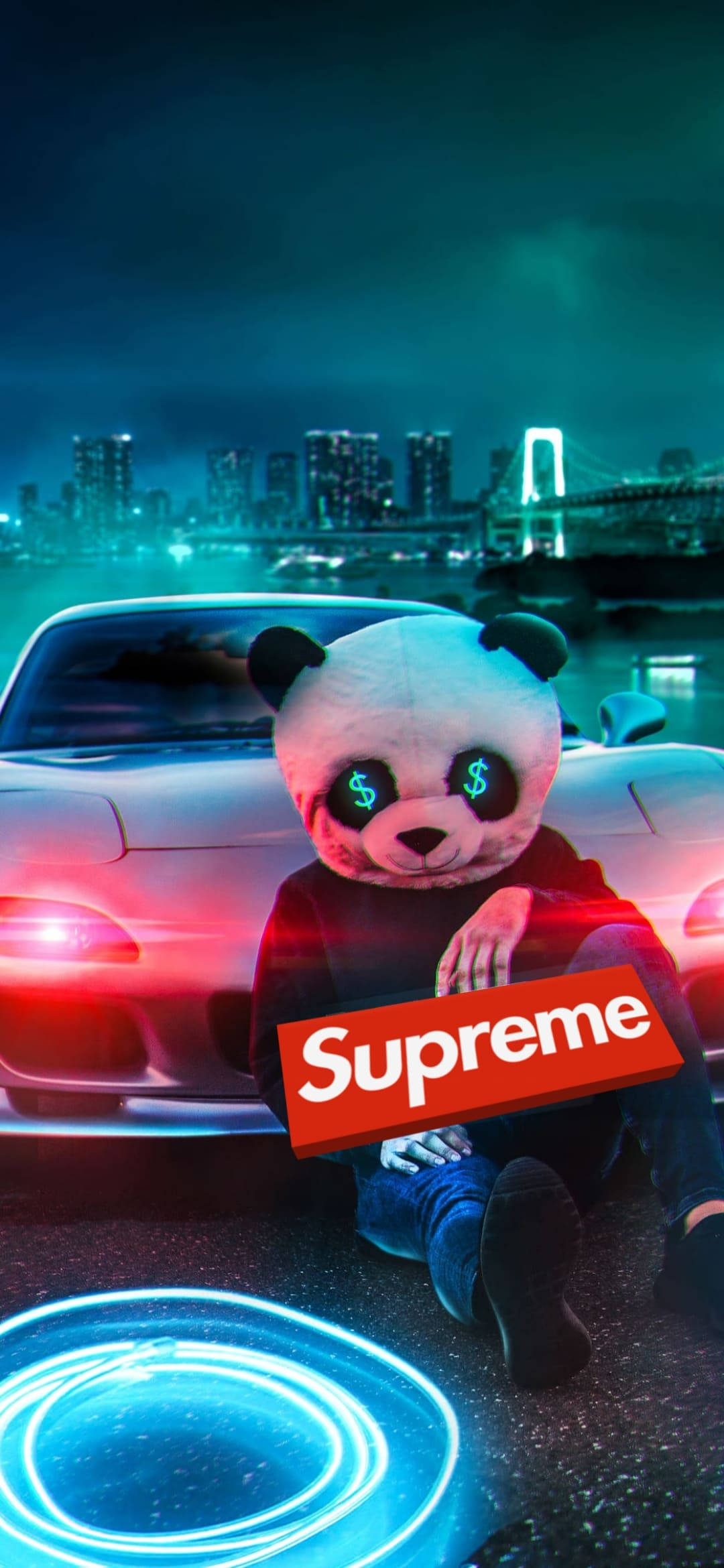 Episk rød Supreme med panda Wallpapers