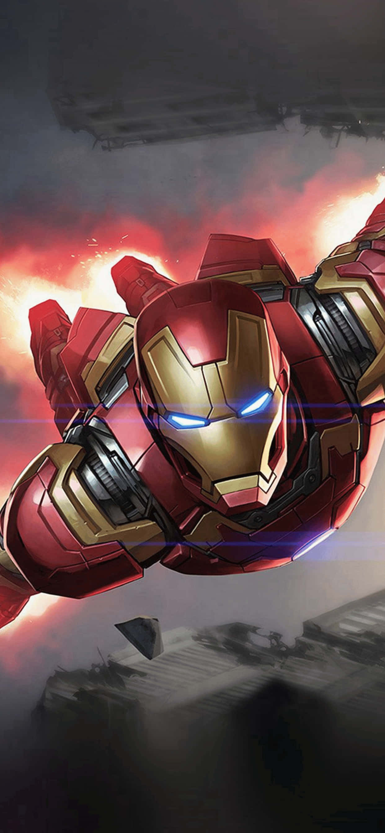 Episk visning af Marvel-helte på iPhone XS Max skærm Wallpapers