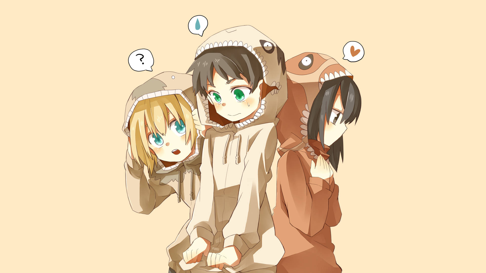 Eren Armin Mikasa Søde Hættetrøjer Wallpapers