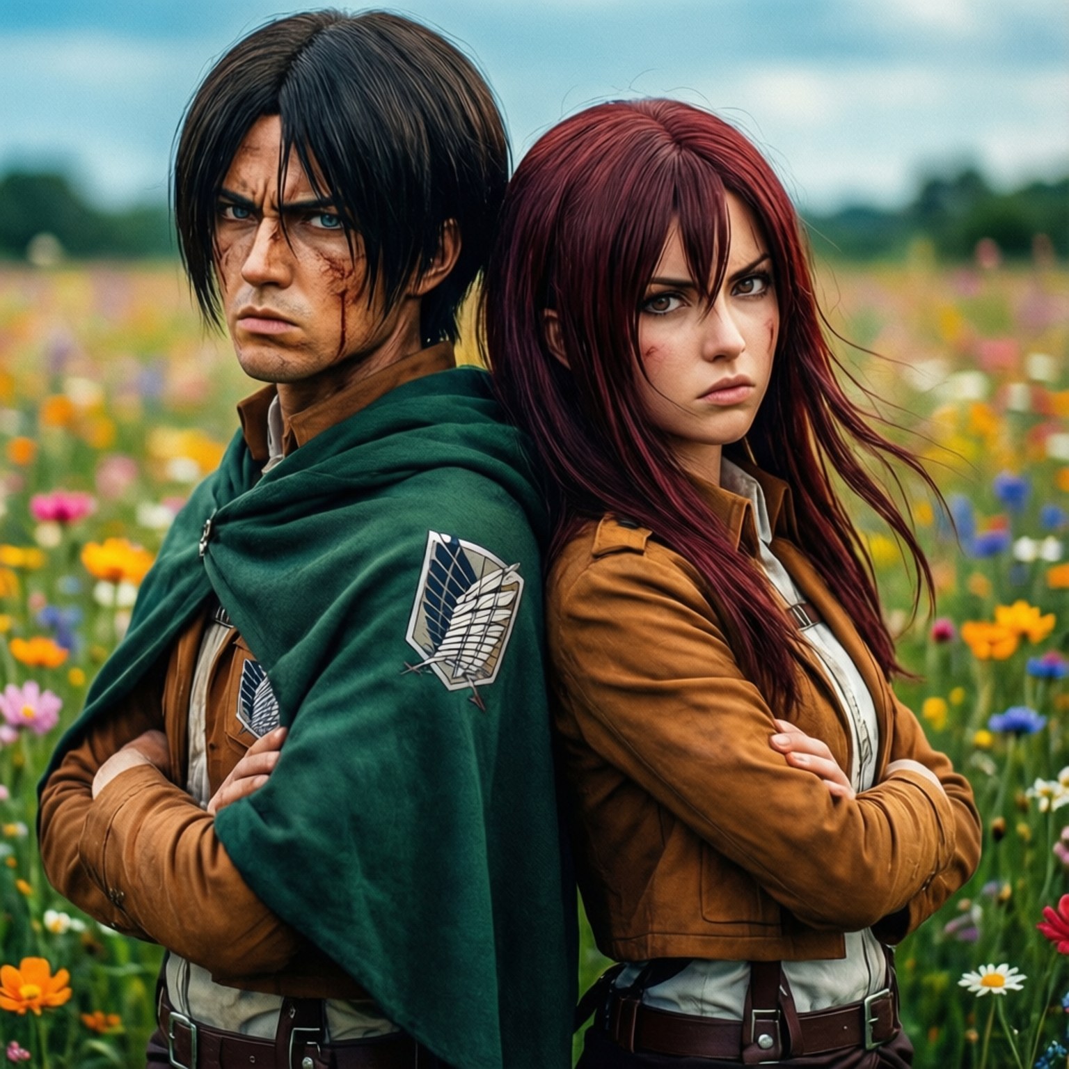 Eren og Historia ryg mod ryg Wallpapers