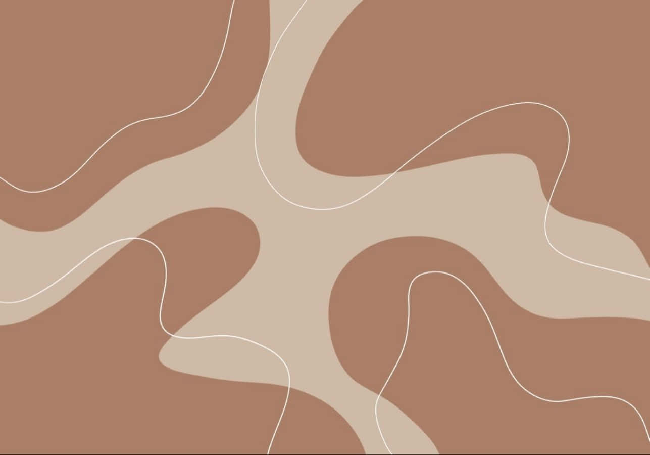 et beige og brunt abstrakt mønster med bølgede linjer Wallpapers
