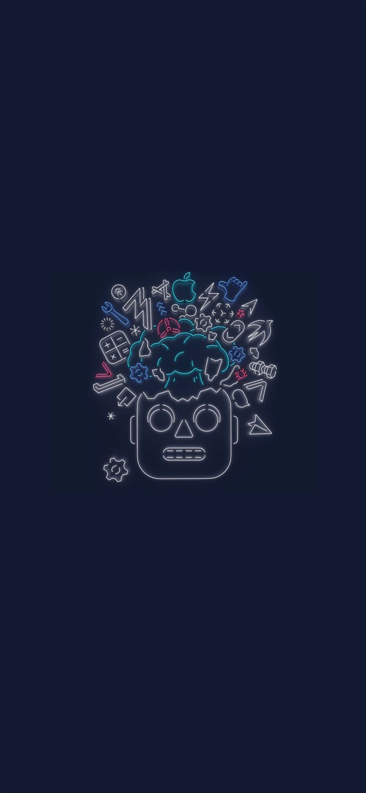 et billede af et Apple-logo med en masse forskellige genstande Wallpapers