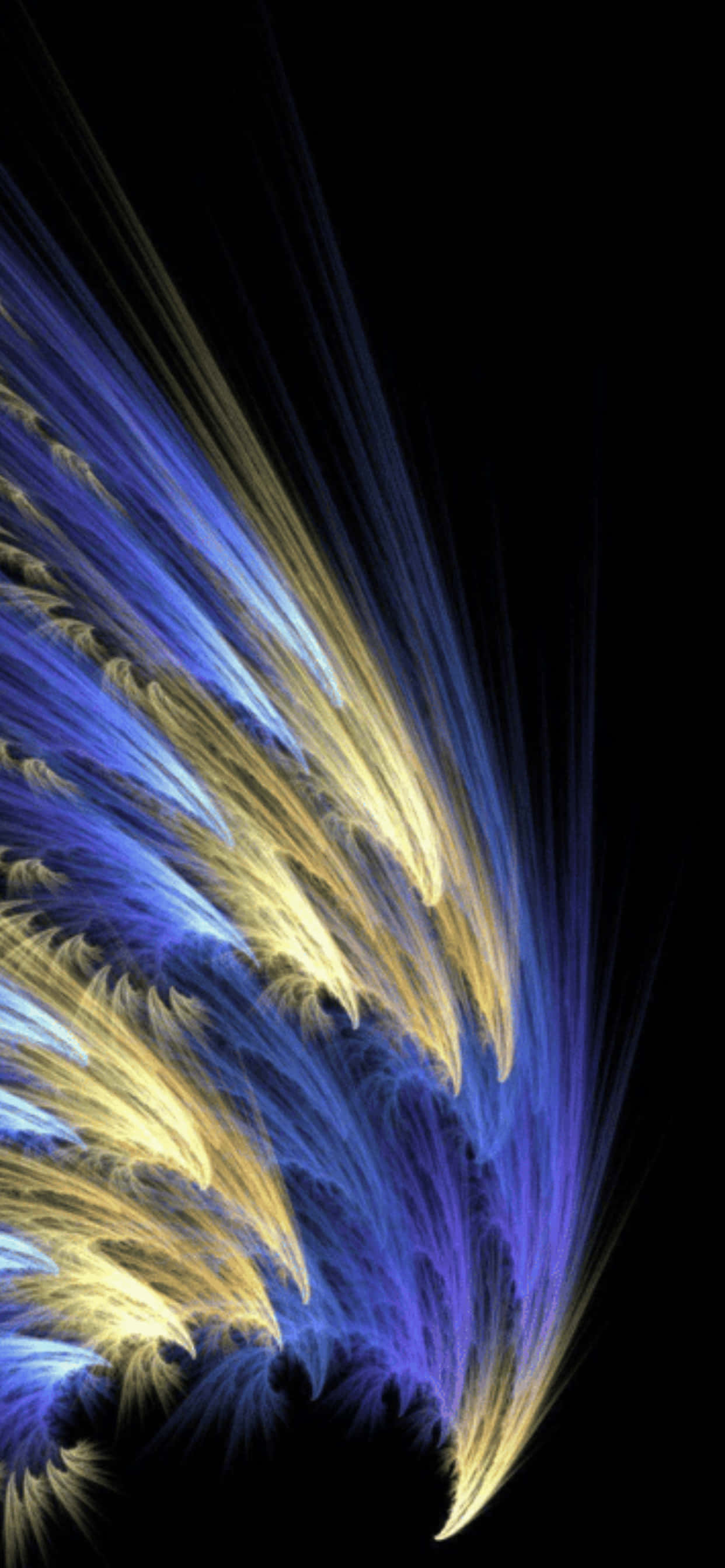 et blåt og gult abstrakt mønster på en sort baggrund Wallpapers