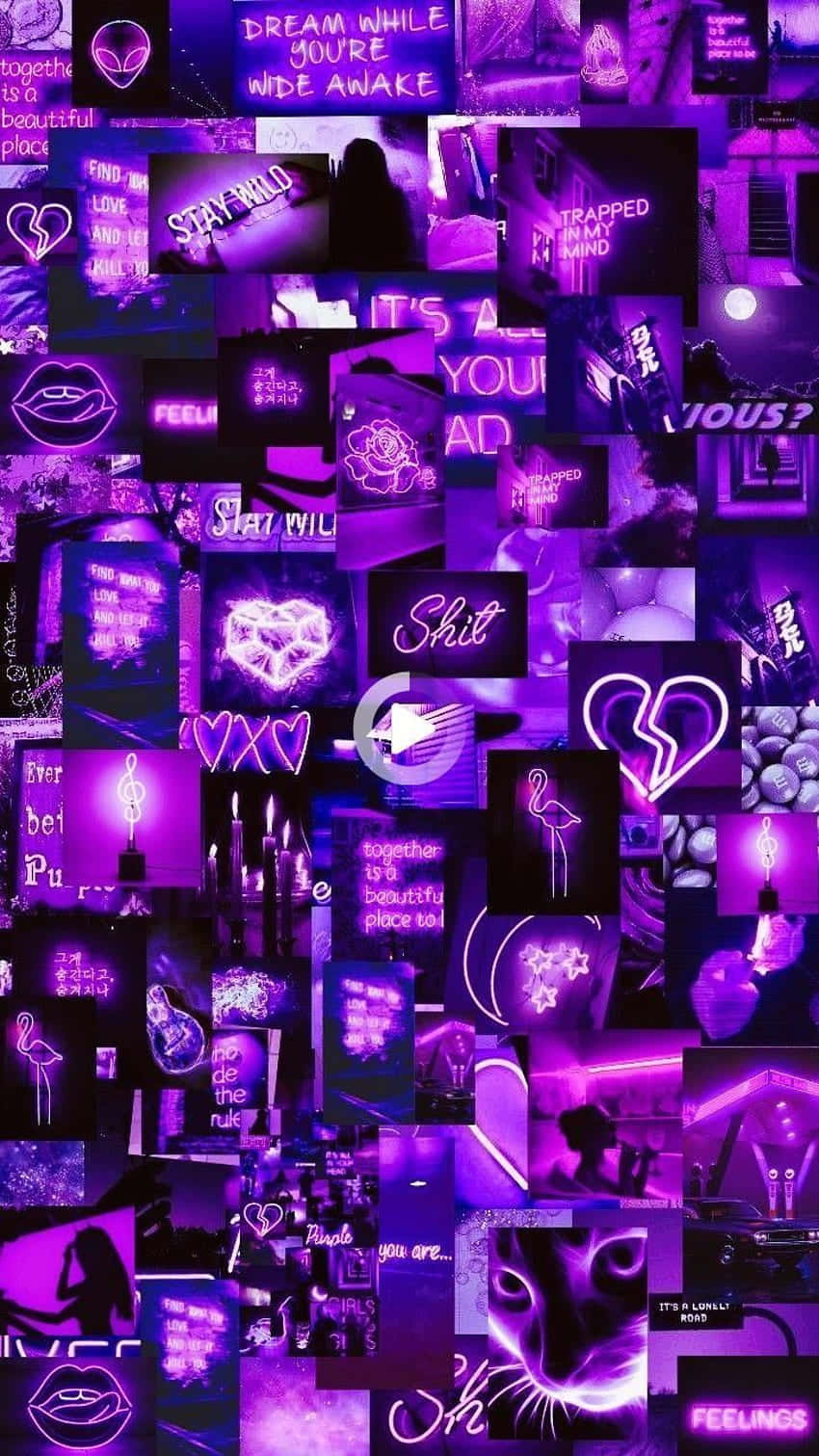 et collage af lilla billeder med mange hjerter Wallpapers