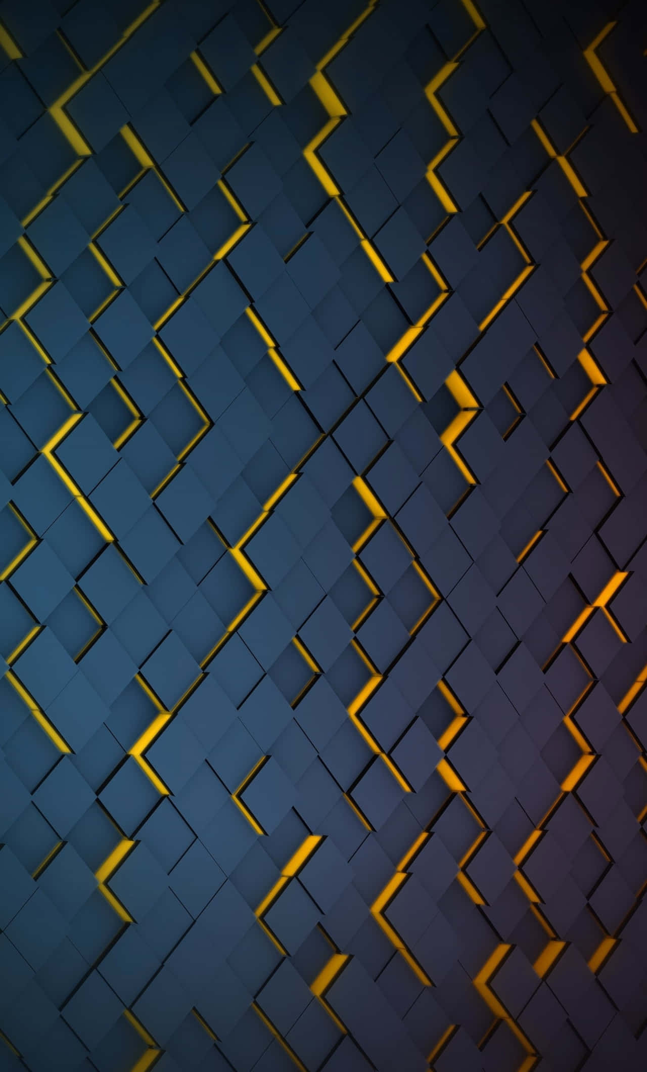 Et dynamisk sort og gult grafisk mønster Wallpapers