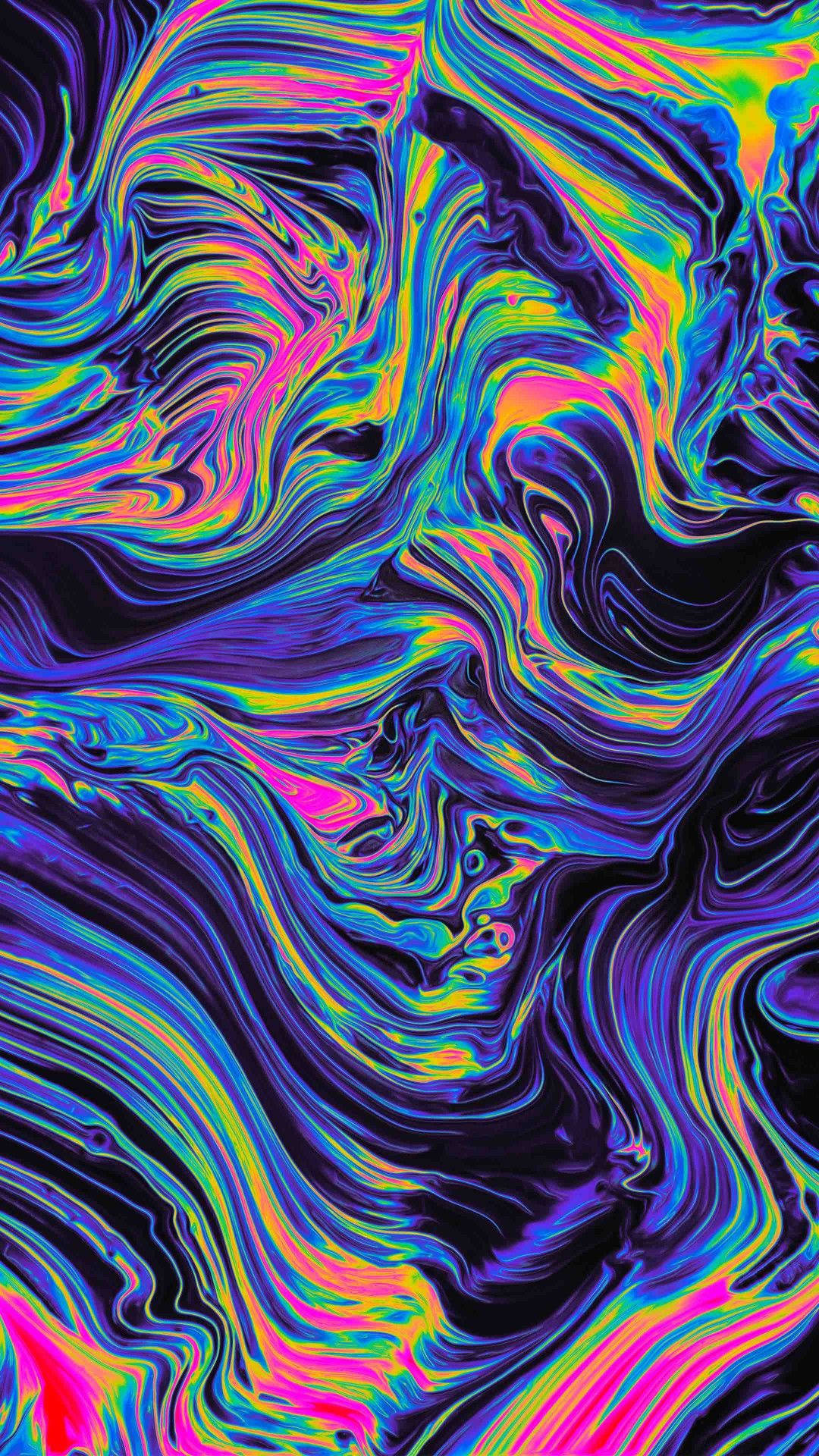 et farverigt hvirvlende mønster med en sort baggrund Wallpapers