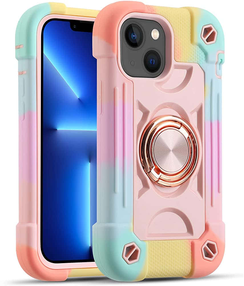 et farverigt iPhone 11 etui med en ring på Wallpapers
