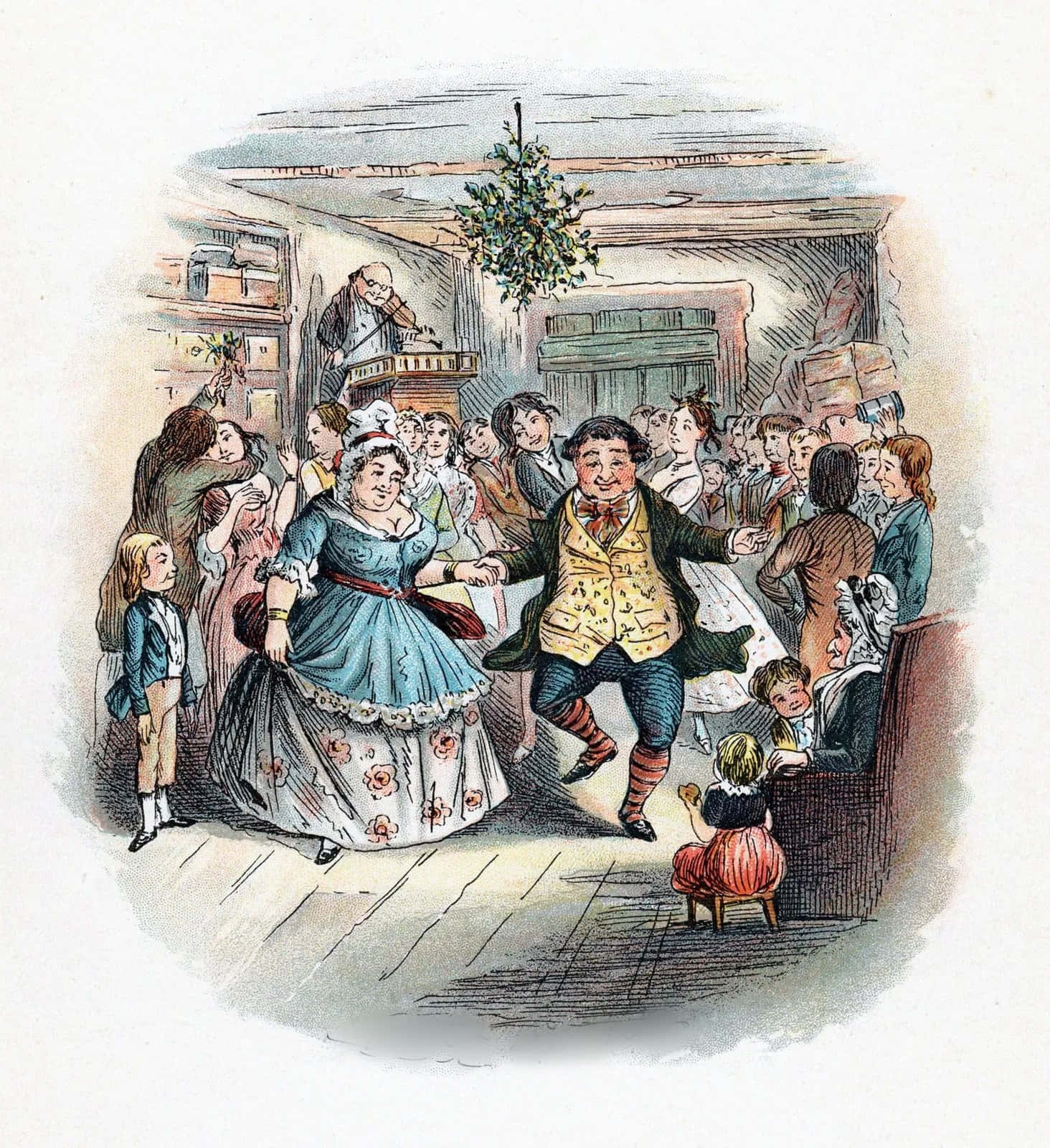 Et festligt portræt af Ebenezer Scrooge fra Et Juleeventyr Wallpapers