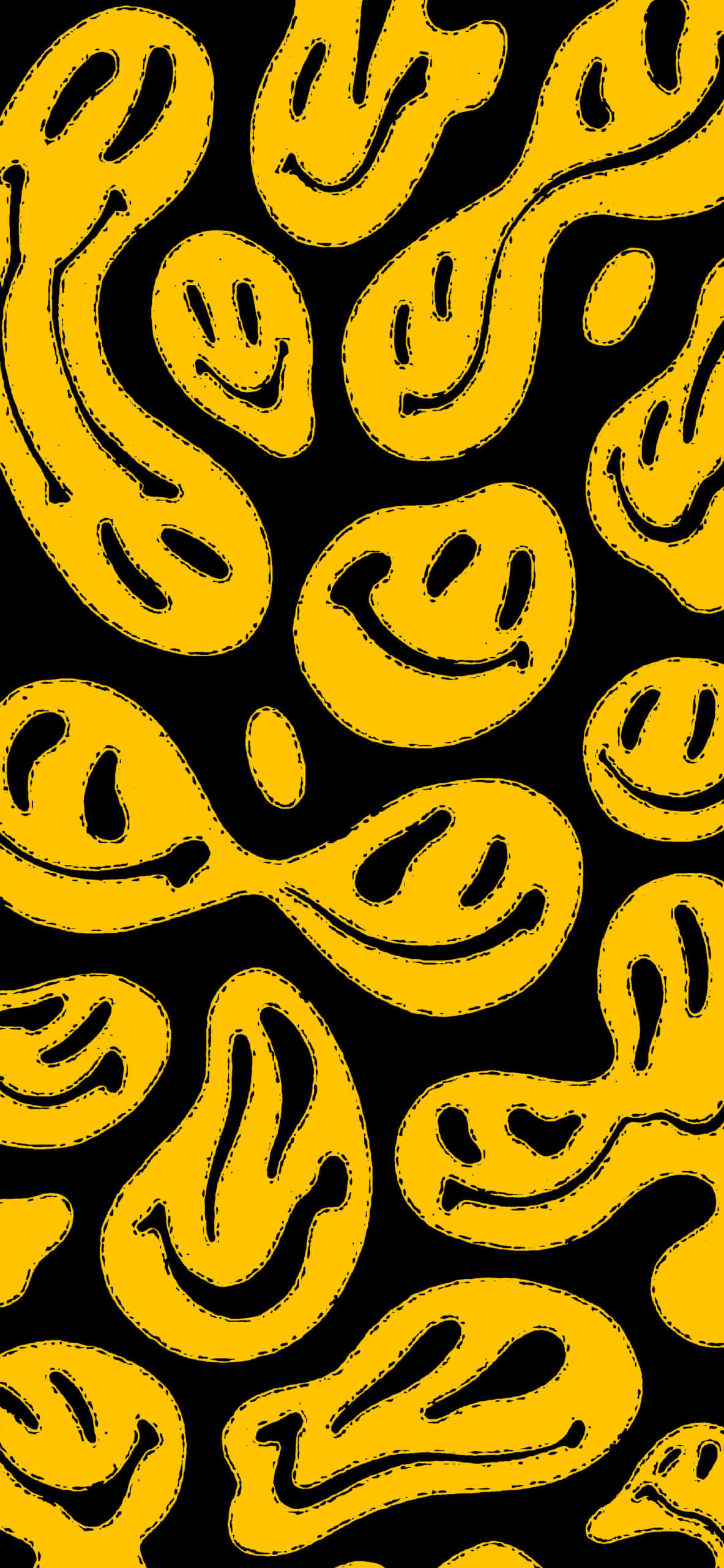 et gult og sort mønster med et smileyansigt Wallpapers