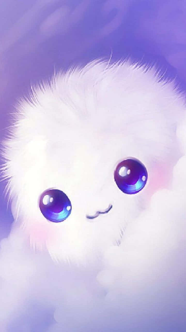 et hvidt fluffy dyr med blå øjne i skyerne Wallpapers