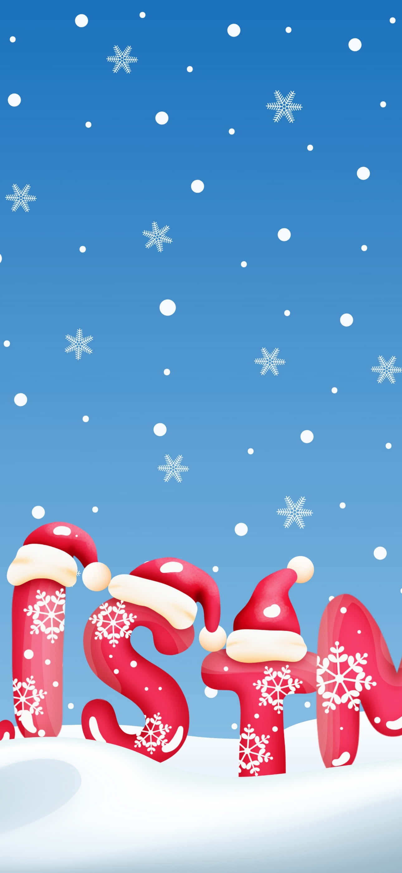 et juletræ med nissehuer og snefnug Wallpapers