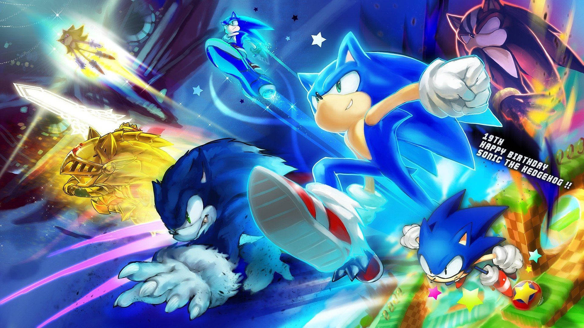 Wallpaper med Sonic the Hedgehog i kraftfulde former og signaturhastighed. — Sonic Wallpapers