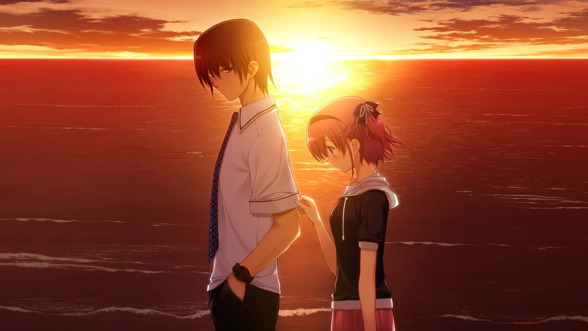 Et kærligt omfavnelse mellem et anime-par Wallpapers