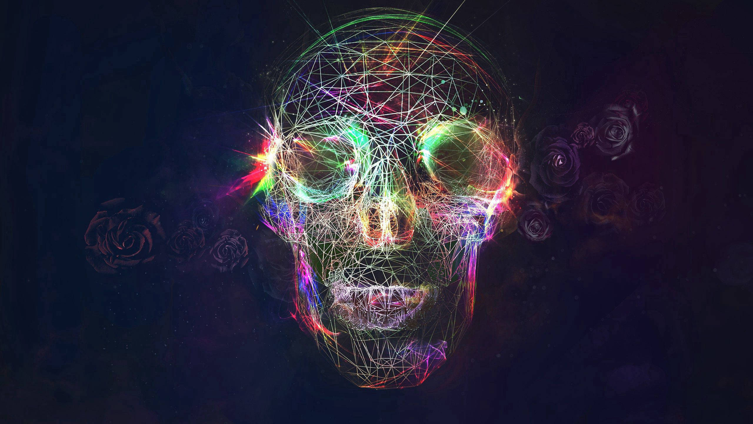 Et lyst og farverigt kranie, der symboliserer liv og død Wallpapers