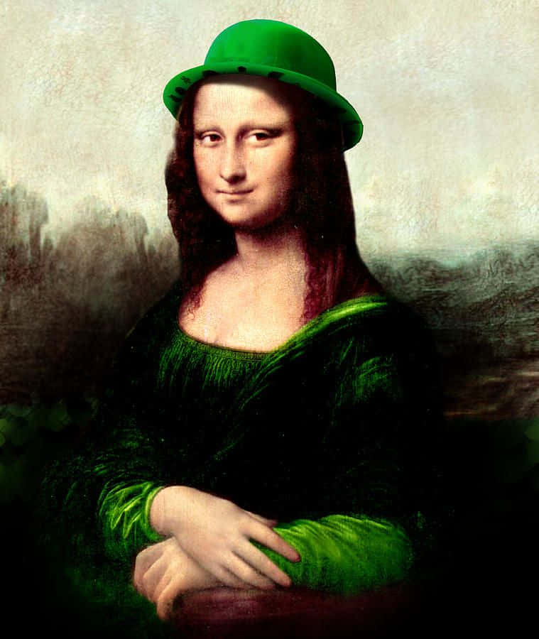 et maleri af en kvinde med en grøn hat Wallpapers