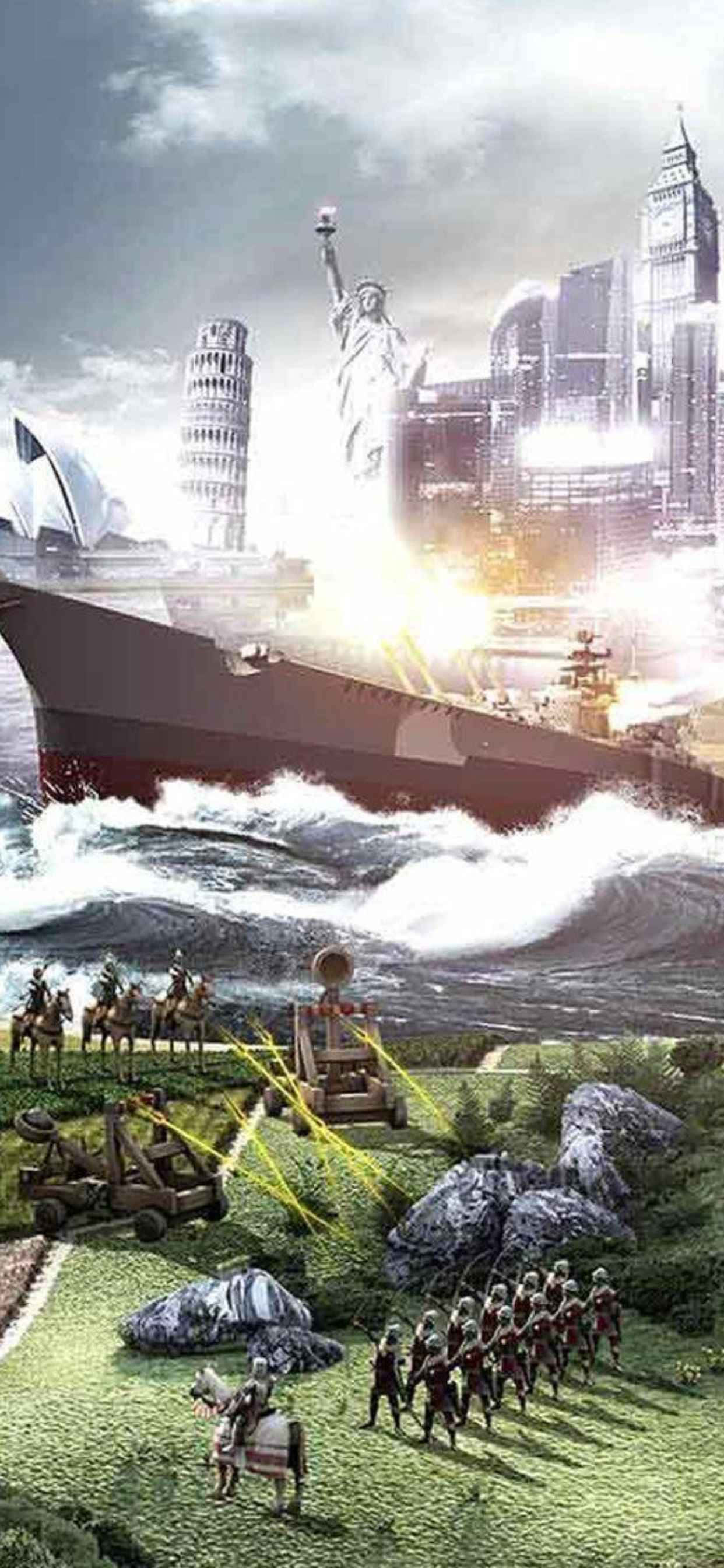et militærskib er i vandet med soldater Wallpapers