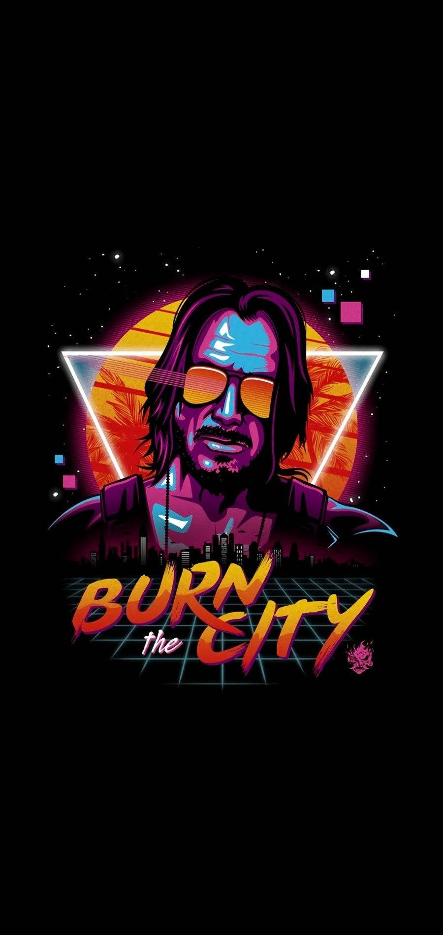 Et mørkt kybernetisk fremtidsscenarie med Keanu Reeves Wallpapers