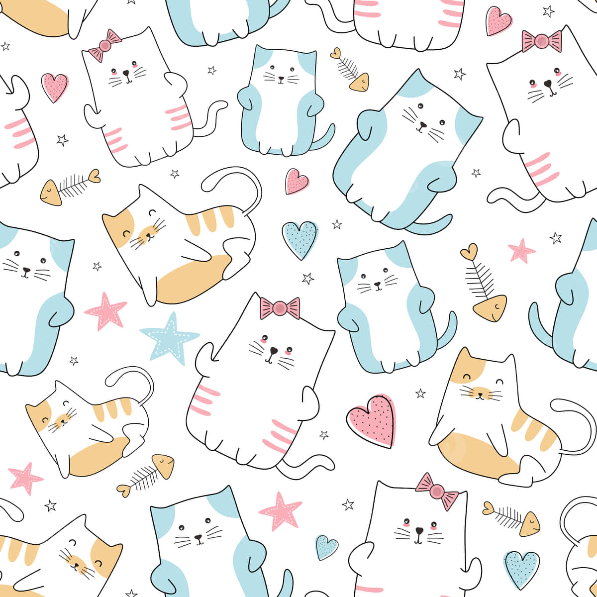 Et sødt kattemønster får enhver væg eller stof til at se sjov og sød ud! Wallpapers