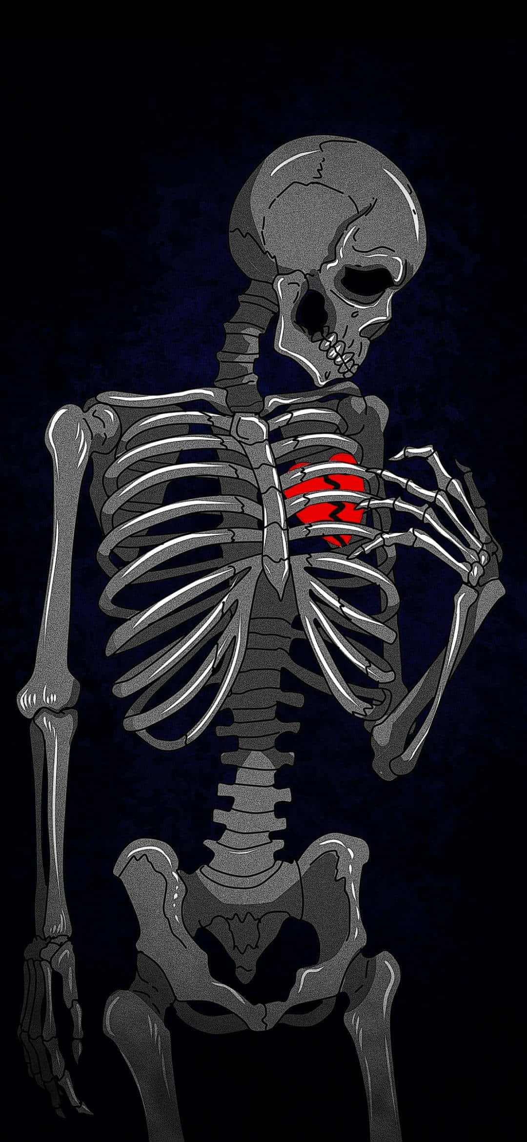 et skelet med et rødt hjerte på brystet Wallpapers