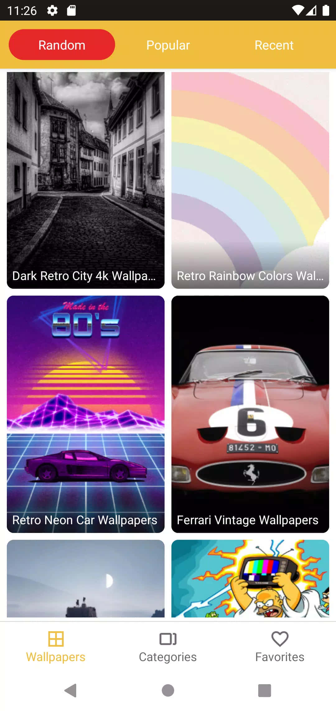 et skærmbillede af tapet-appen på en telefon Wallpapers