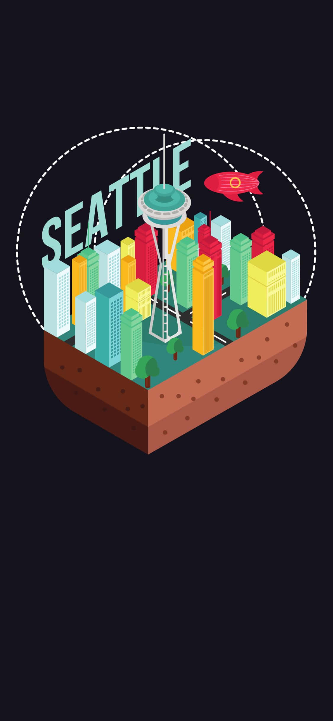Et smukt udsyn over Seattles skyline set gennem linsen på en iPhone X Wallpapers