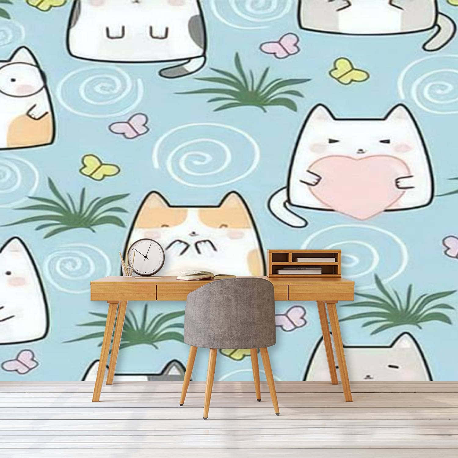 Et sødt kattemønster fyldt med pasteller er perfekt til ethvert rum. Wallpapers