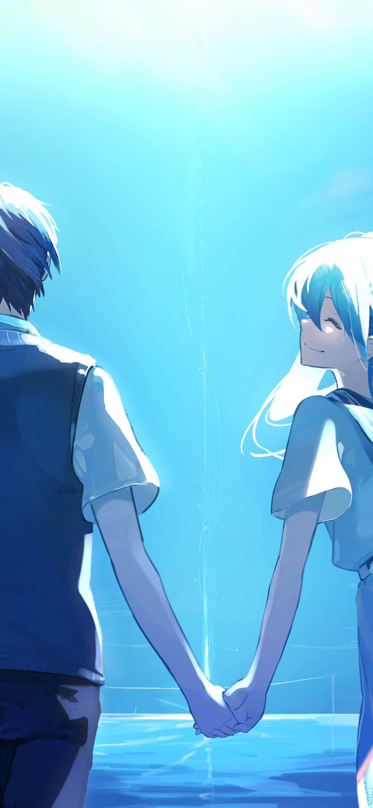 Et sødt, romantisk øjeblik mellem to anime-elskere. Wallpapers