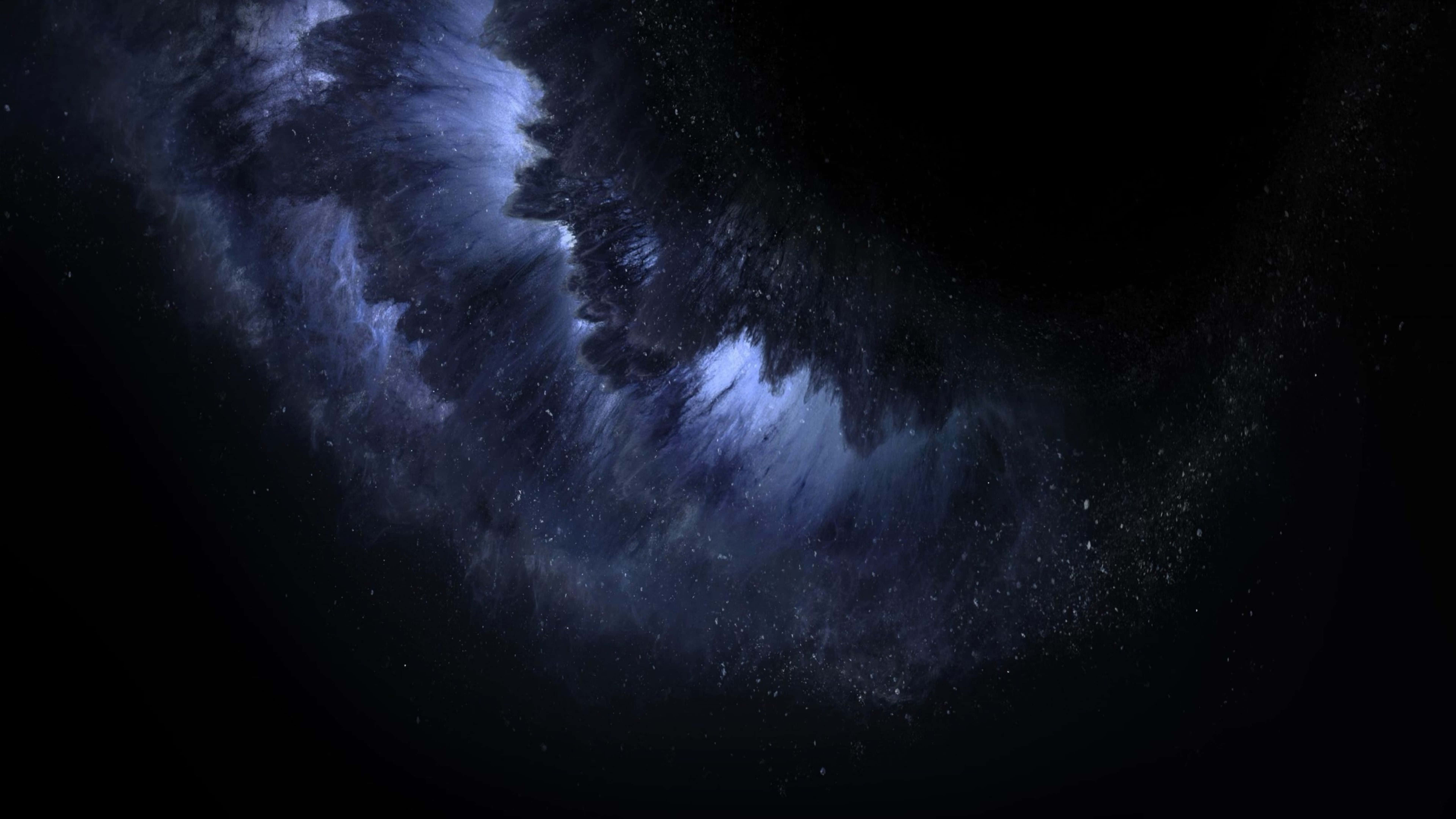 et sort rum med en blå og sort hvirvel Wallpapers