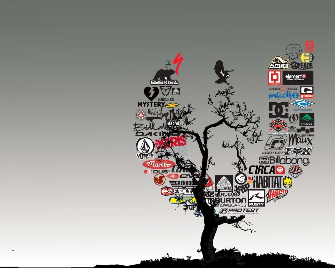 et træ med mange forskellige logoer på Wallpapers