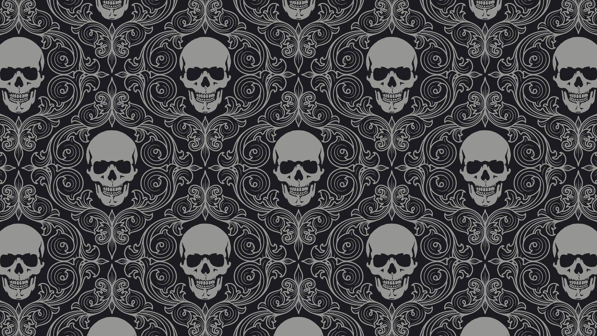 Et uhyggeligt kraniemønster til en mørk Halloween Wallpapers