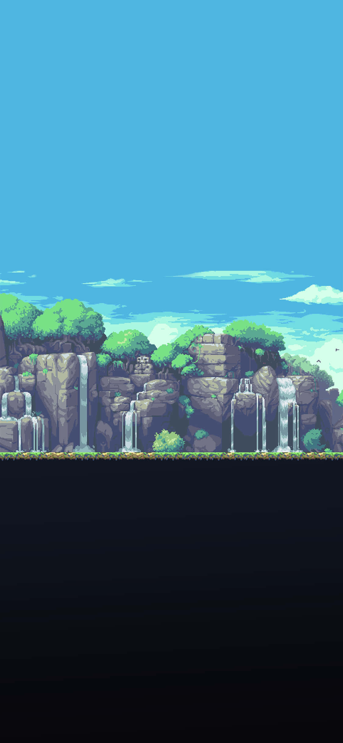 Et unikt farvet pixel-landskab Wallpapers