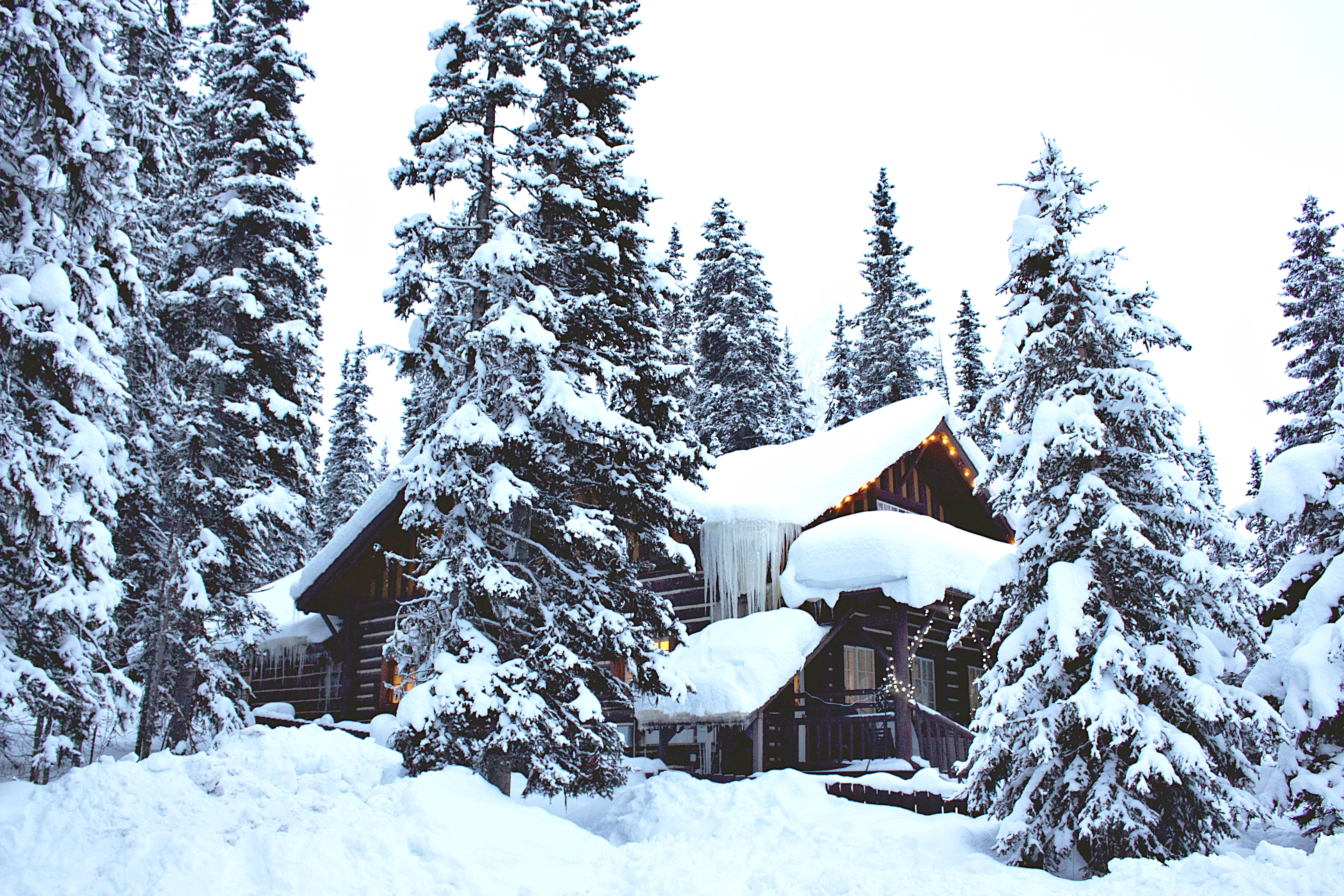 Et vinterland med sneklokke-lignende huse Wallpapers