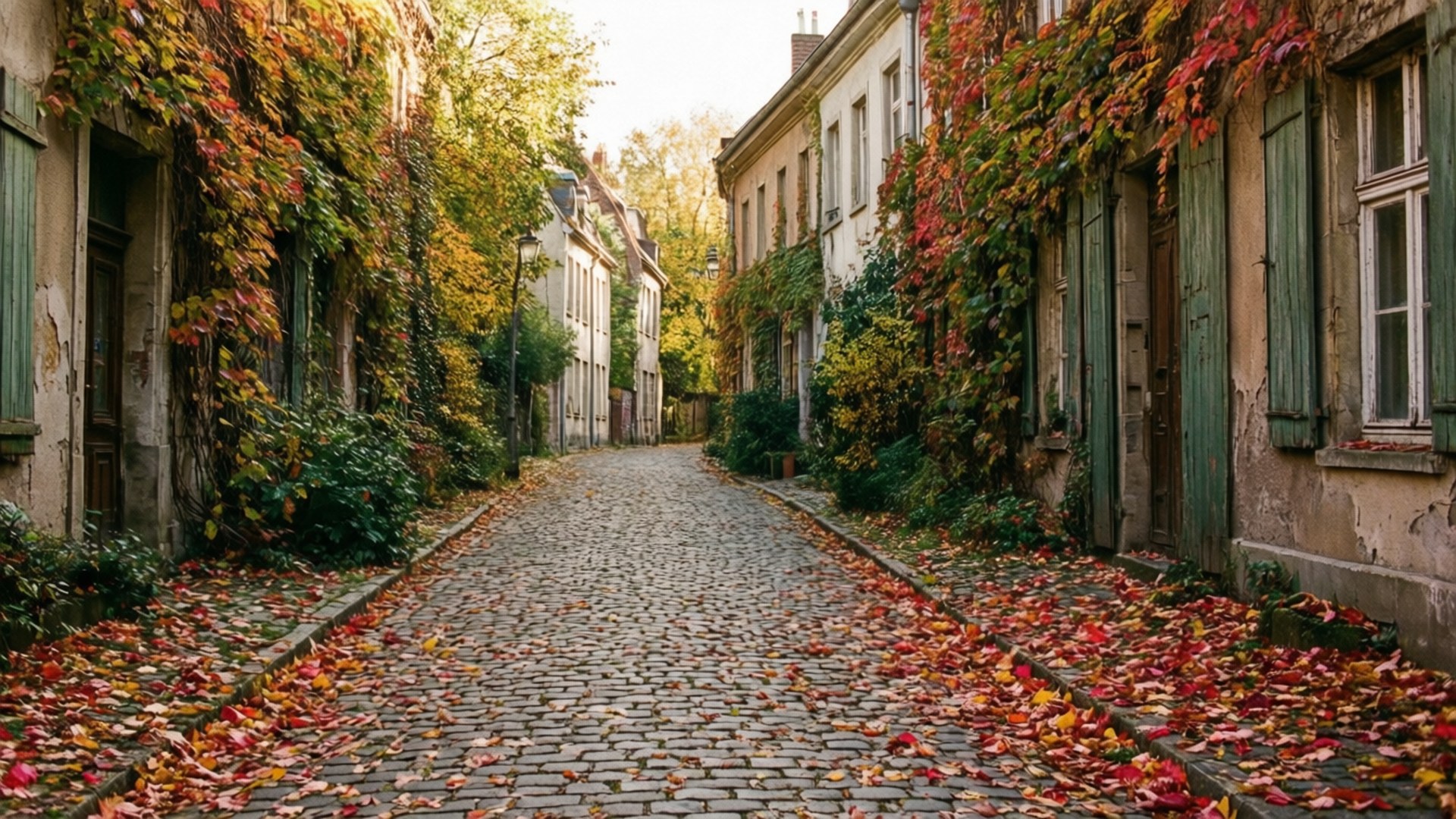 Europæisk Brostensbelægning Efterår Wallpapers