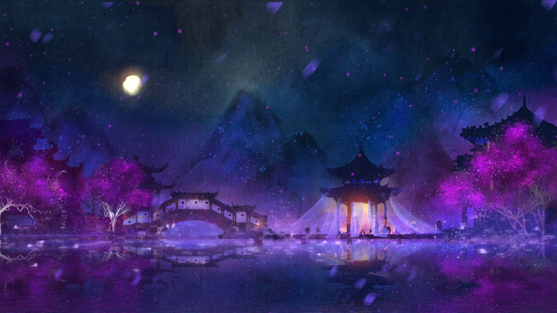 Eventyrfantasi: En storslået lilla anime-baggrund Wallpapers