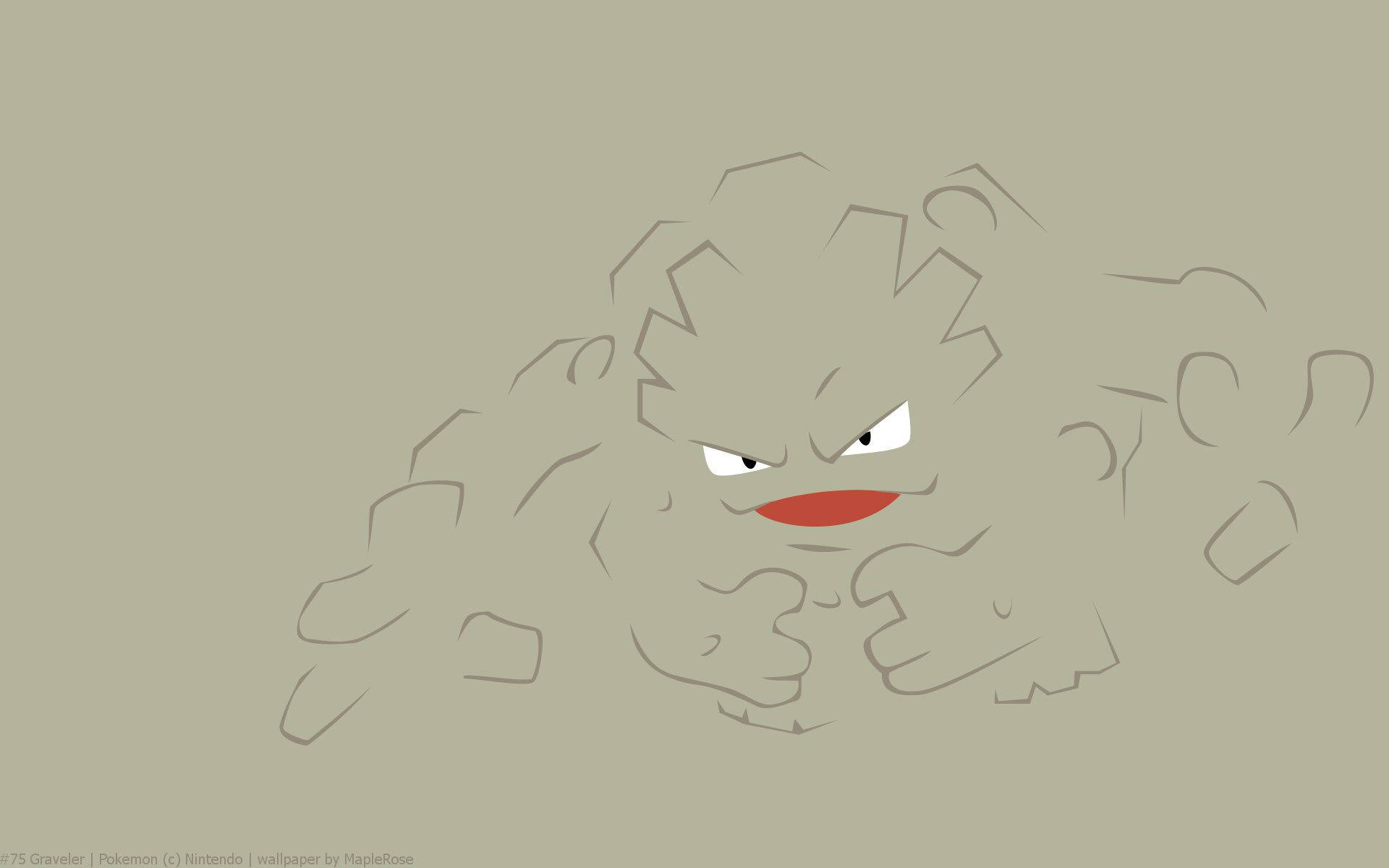 Evolveret Geodude enkel grå kontur Wallpapers