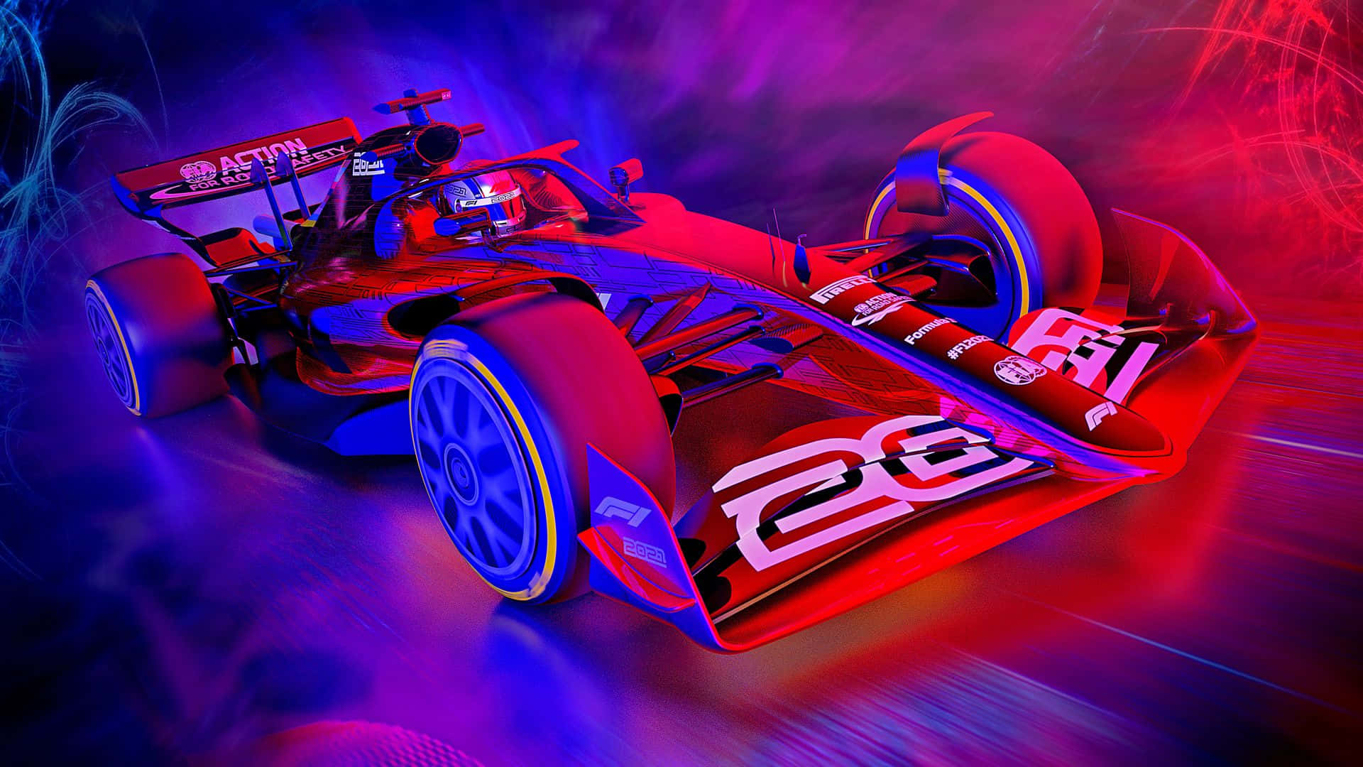 F1 Game racerbil lilla og rød æstetik Wallpapers