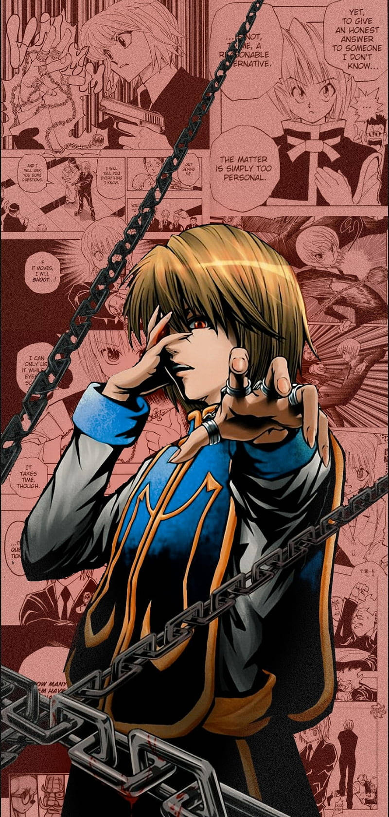 Fængslende æstetisk anime-kunst af Kurapika til iPhone Wallpapers