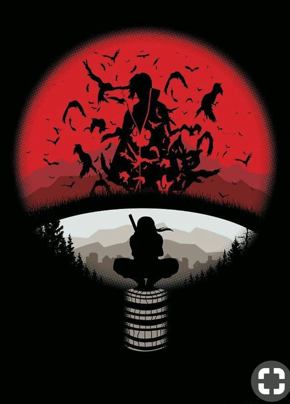 Fængslende Itachi Uchiha Sharingan-øje mobilbaggrund Wallpapers