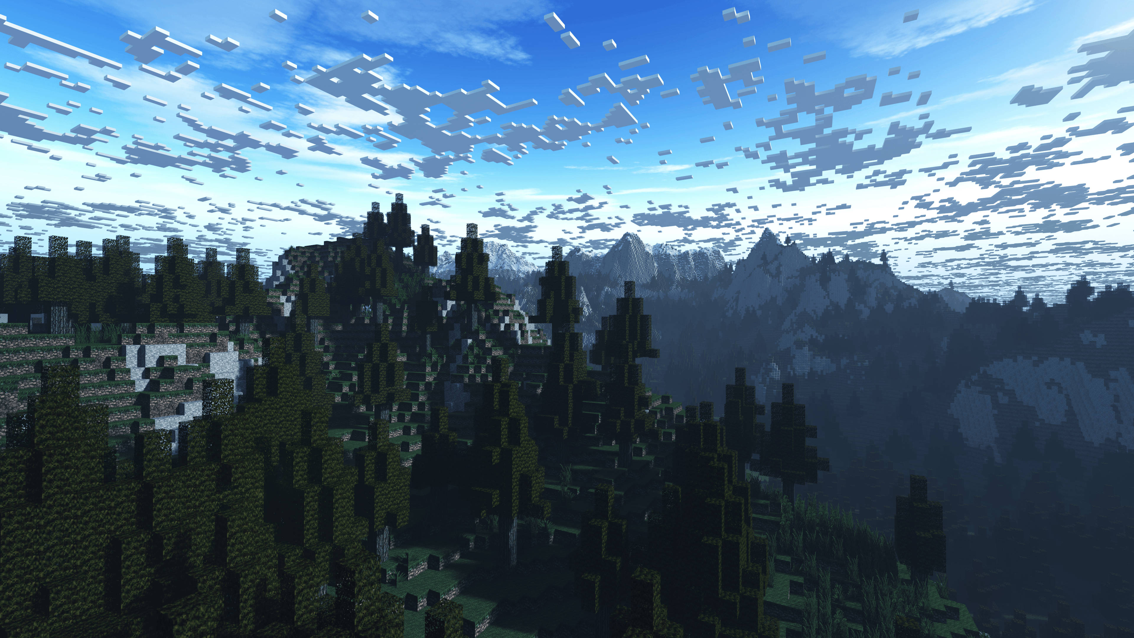 Fængslende Minecraft-himmel: Skyer over skov Wallpapers