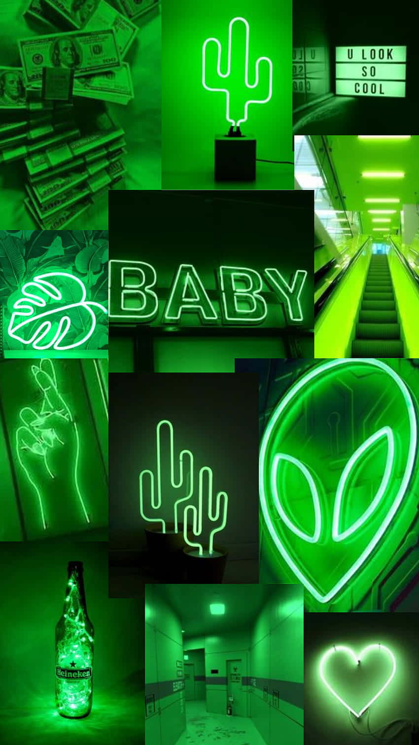 Fængslende neongrøn æstetisk baggrund Wallpapers